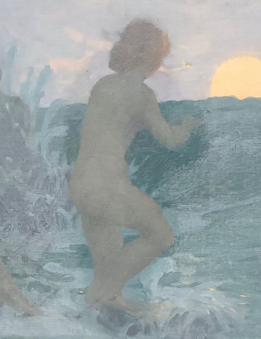 Vereker Monteith Hamilton Scottish b 1856, Morning Swim, Oil on Board C1920