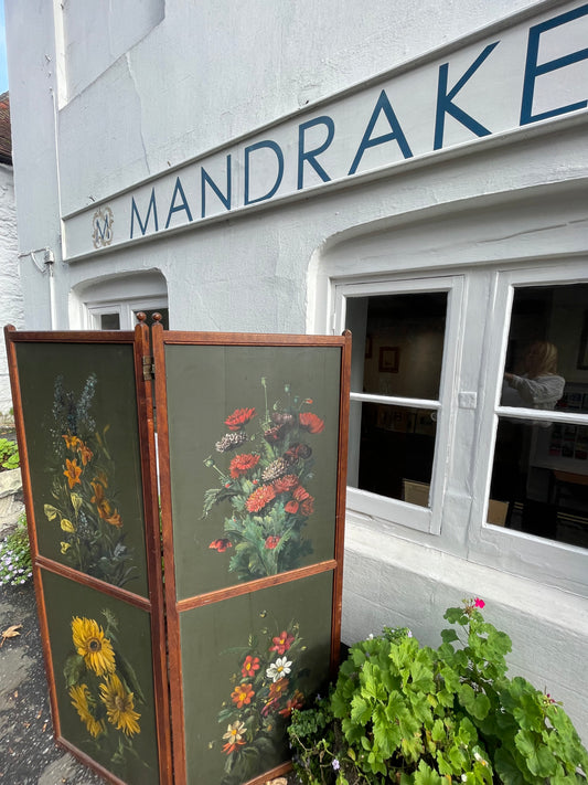 19th Century Hand Painted Double sided Dressing Screen