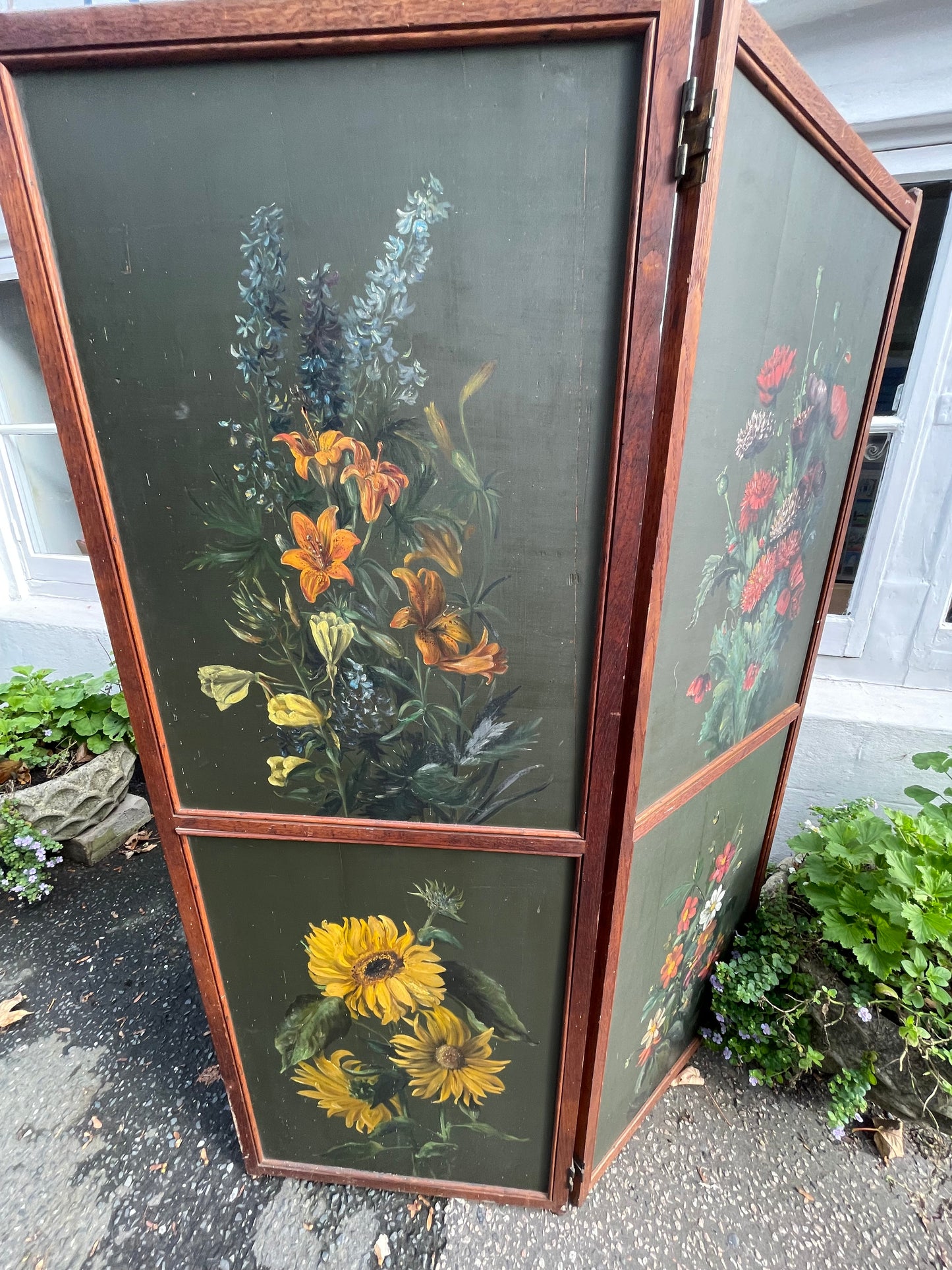 19th Century Hand Painted Double sided Dressing Screen
