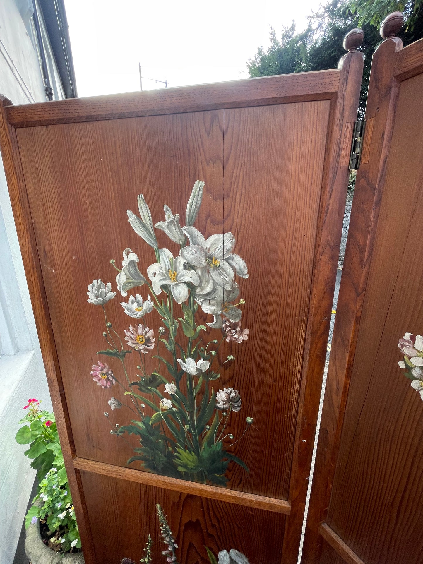 19th Century Hand Painted Double sided Dressing Screen