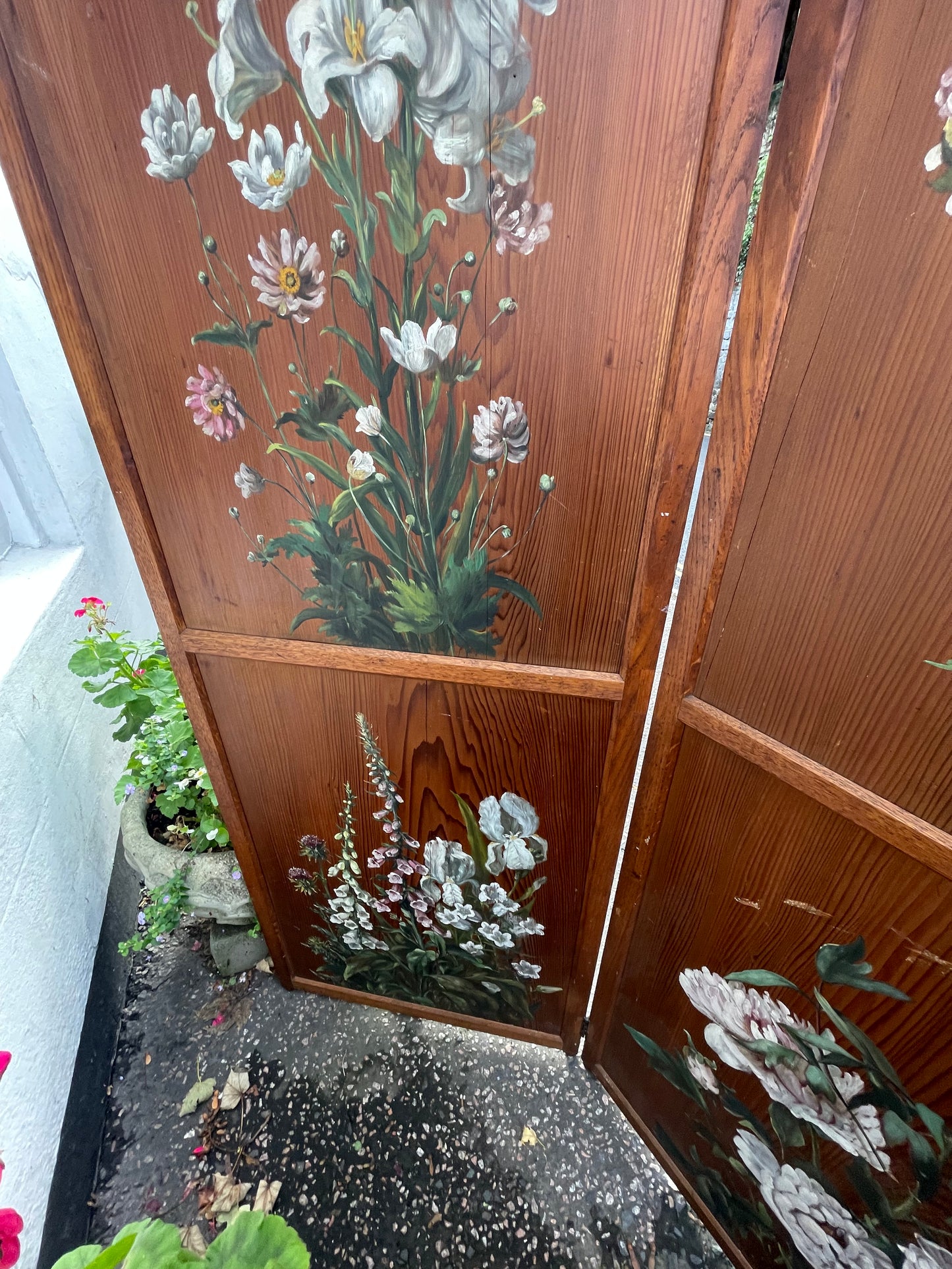 19th Century Hand Painted Double sided Dressing Screen