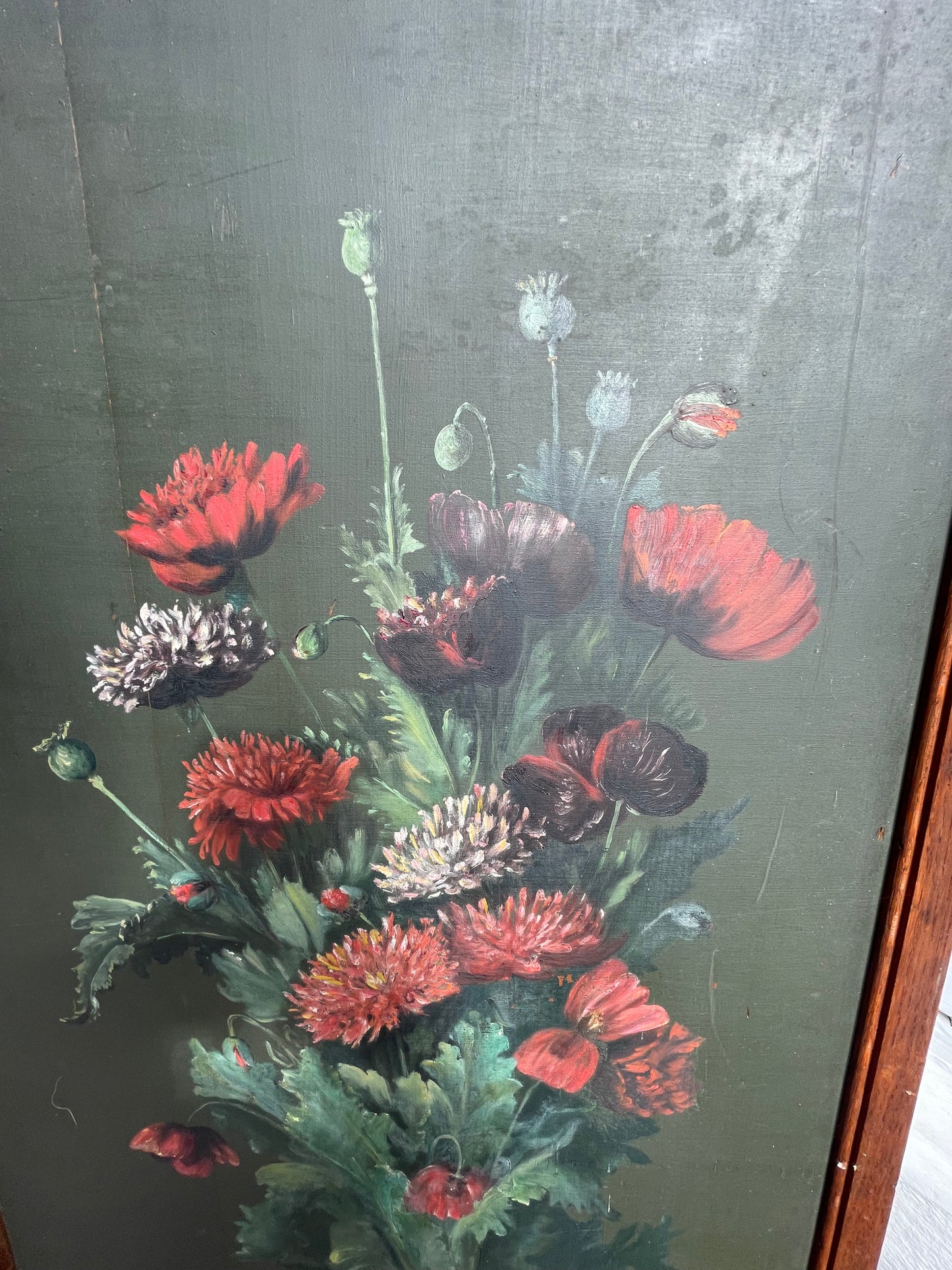 19th Century Hand Painted Double sided Dressing Screen