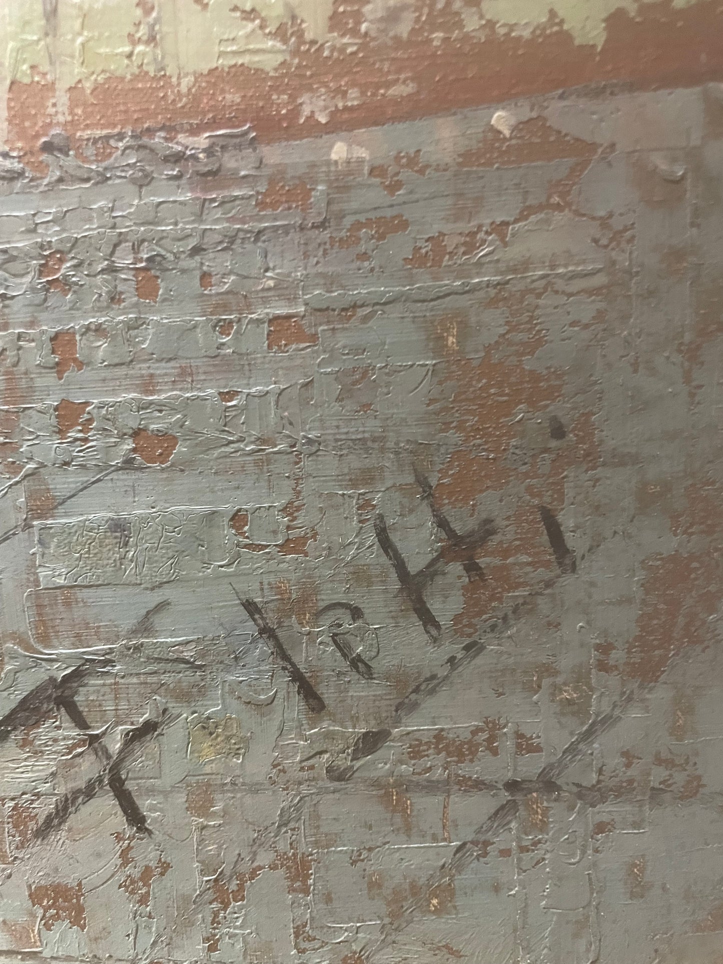 Urban Canal Barge Mid Century Oil on Canvas