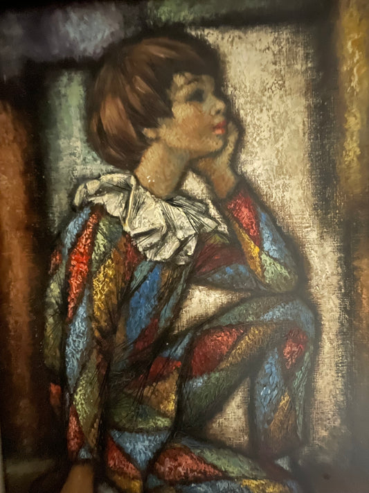 Harlequin Child Oil on Canvas 1960's