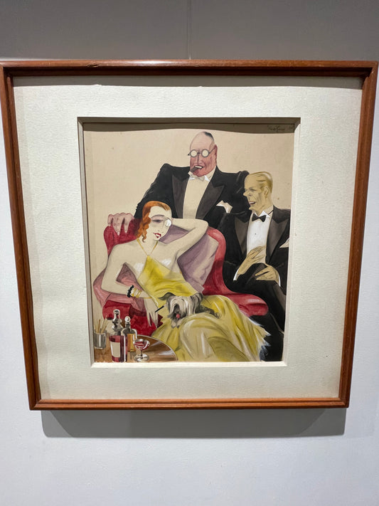 Putting On the Ritz Art Nouveau water colour