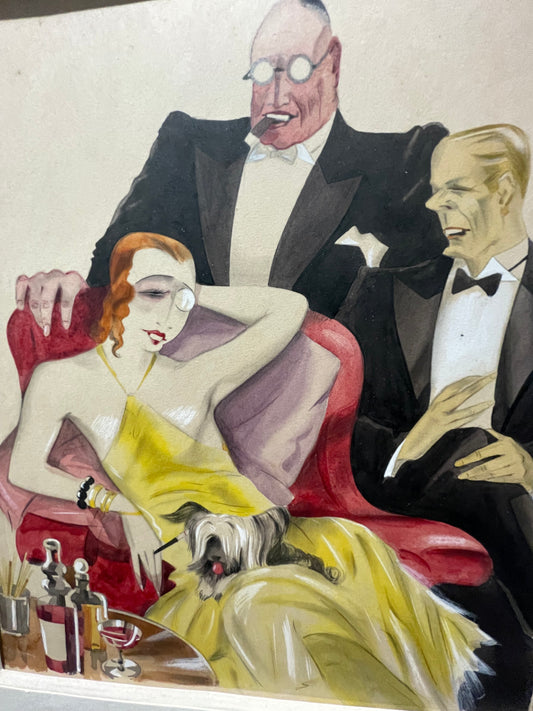 Putting On the Ritz Art Nouveau water colour