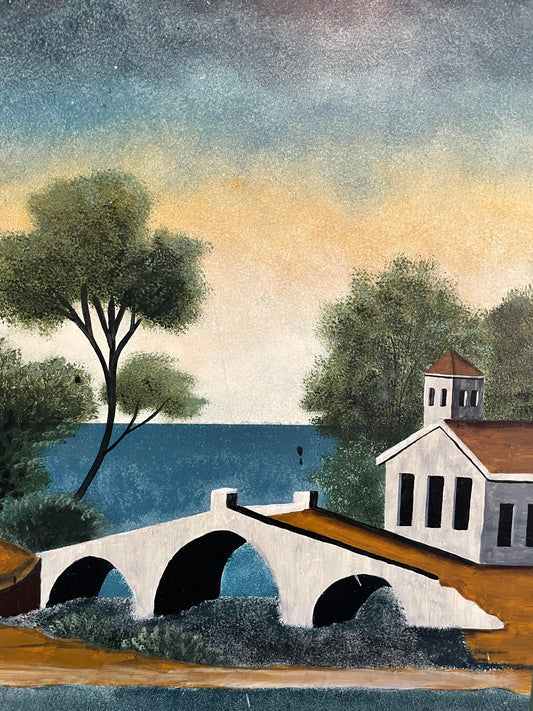 Church by the Water Oil on board by Harry Levinson