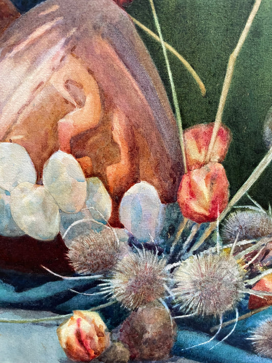 Scottish Thistle Stunning Still Life Watercolour.