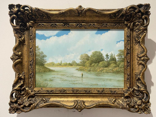 Nicholas Mace British b1949 Scena di pesca a mosca