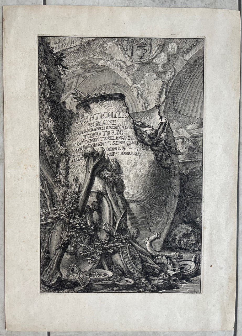 PIRANESI 1720 - 1778 LARGE ETCHING TITLE TO VIEWS OF ROME C1760