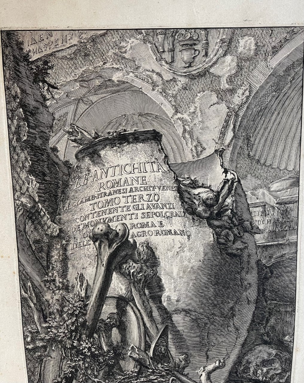 PIRANESI 1720 - 1778 LARGE ETCHING TITLE TO VIEWS OF ROME C1760