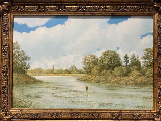 Nicholas Mace British b1949 Scena di pesca a mosca