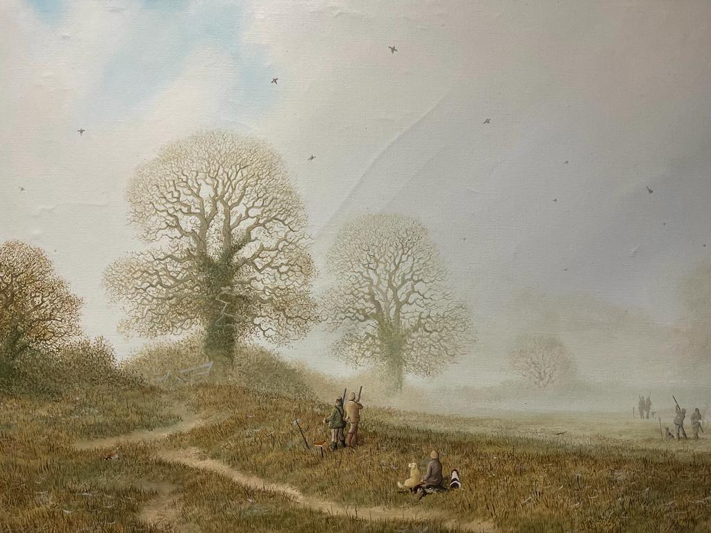 Nicholas Mace British b1949 Oil on Canvas Partridge Shooting Scene