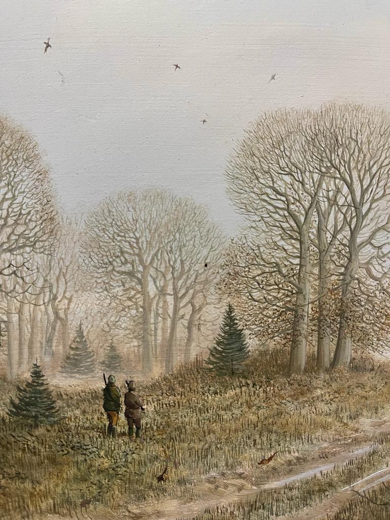 Nicholas Mace British b1949 Olio su tela, Scena di caccia al fagiano