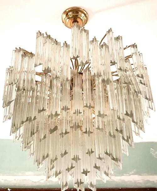 C1980's Six-Tier Murano Crystal Italian Chandelier