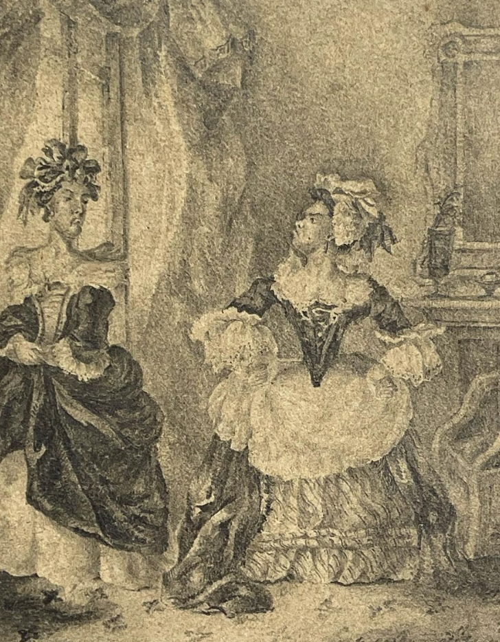 Uomini dell'inizio del XIX secolo in abiti femminili