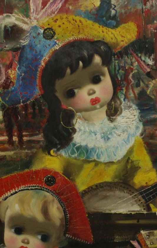 Little Minstrels Italian Surrealist Oil on Canvas by Jean Calogero 1922 -2001