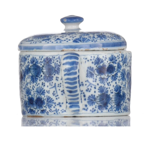 Original 18th century English Delftware two-handled posset pot