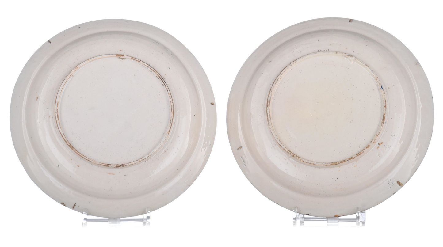 Original Pair of 18th century Dutch ‘Farmers’ delft chargers