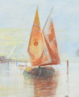 Superb early 20th Century Watercolour, Afterglow, Pescheria, Venice, signed