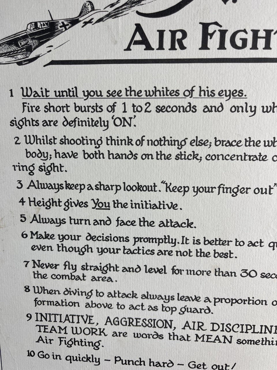 Ten Of My Rules For Airfighting - Original Poster WW2
