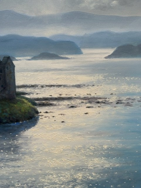 Castle Stalker, Scotland signed Oil on Canvas by James D Preston