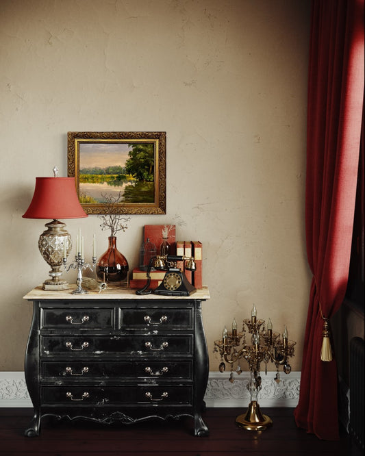 Mid Century Lakeside Oil on Board Landscape by Alison M Dickens