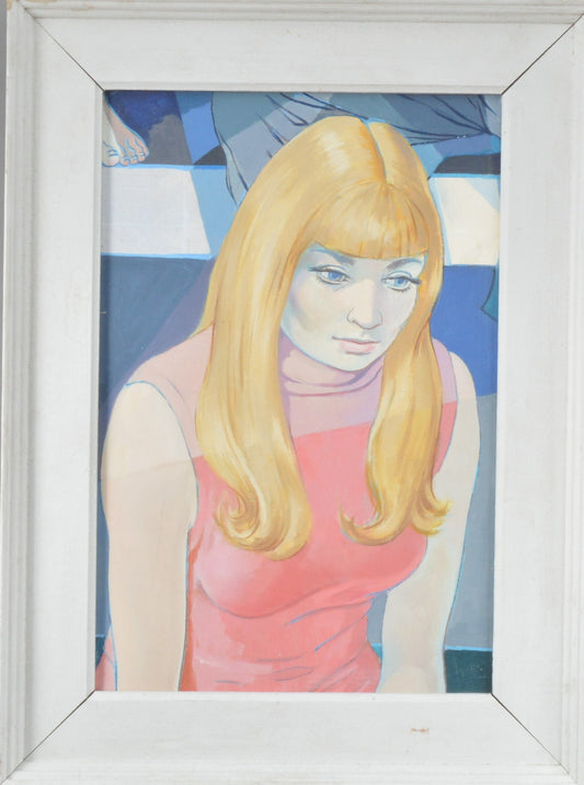 Ritratto in rosa degli anni '60 di Dan Stephen, olio