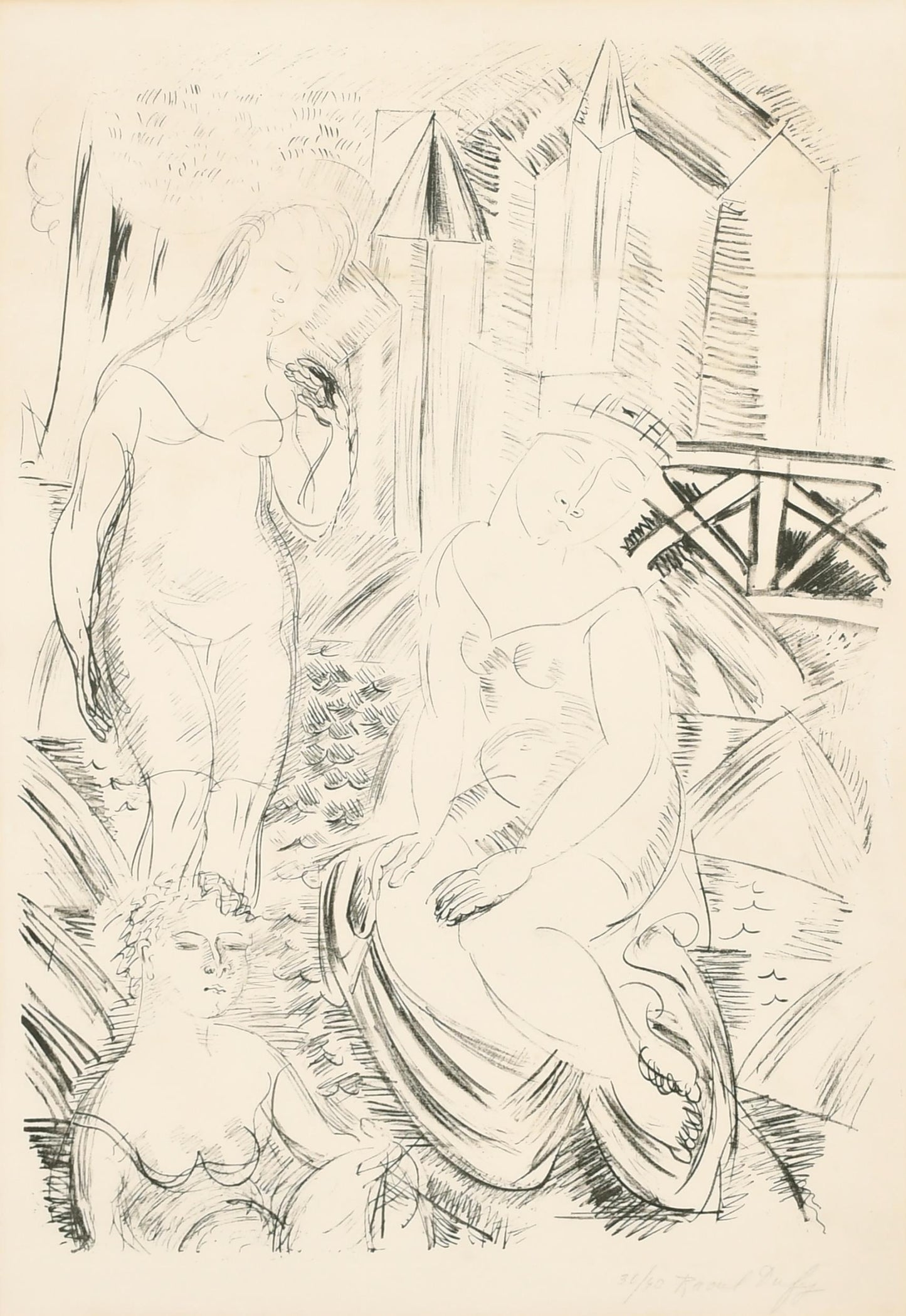RAOUL DUFY 1877-1953 SIGNED AND NUMBERED LITHO "BATHERS" 1925