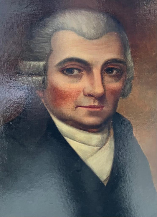 Ritratto primitivo della fine del XVIII secolo di un gentiluomo di campagna.