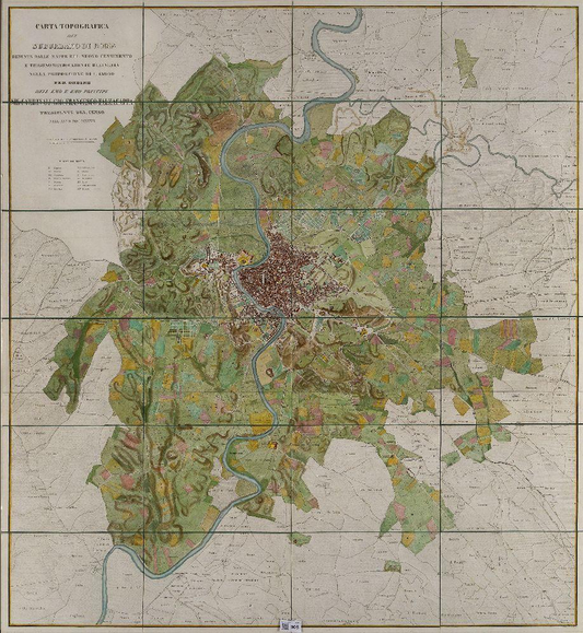 Map Of Rome Carta Topografica del Suburbano di Romai, 1839 (Topographic map of Rome and its surroundings in 1839)