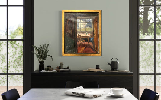 Mid Century Oil on Canvas Room With a View