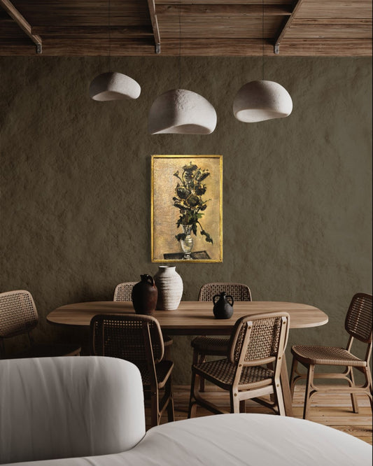 Large 1950's Still Life of Sunflowers