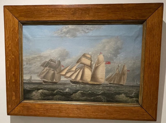 STYLE: Thomas Butterworth 1768 – 1842 Early 19th Century Oil Painting - The Brig Rapid