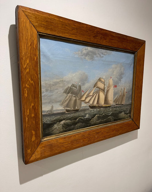 STYLE: Thomas Butterworth 1768 – 1842 Early 19th Century Oil Painting - The Brig Rapid