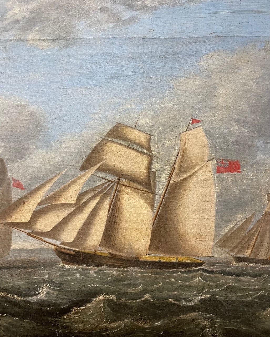 STYLE: Thomas Butterworth 1768 – 1842 Early 19th Century Oil Painting - The Brig Rapid