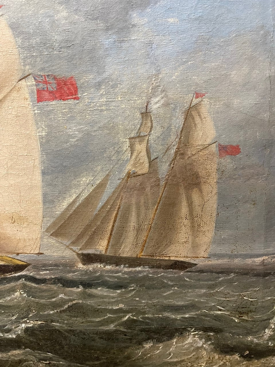 STYLE: Thomas Butterworth 1768 – 1842 Early 19th Century Oil Painting - The Brig Rapid