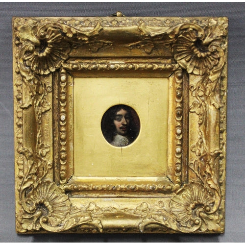 CORNELIS JONSON 1593 - 1661 RITRATTO OLIO SU RAME IN MINIATURA C1640
