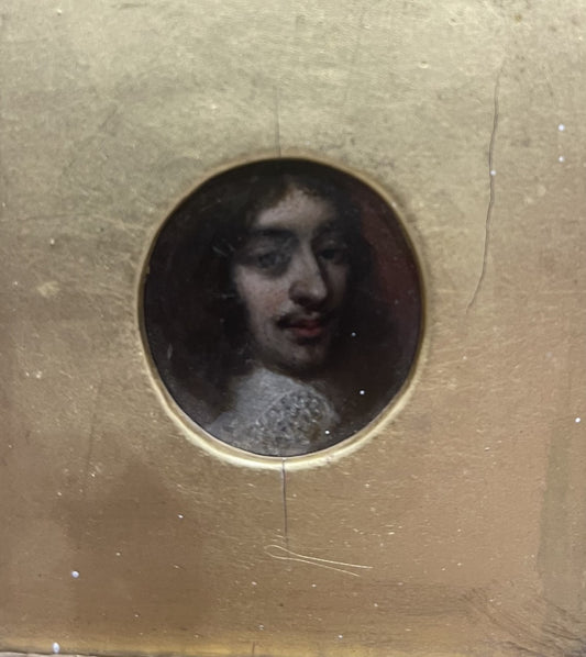 CORNELIS JONSON 1593 - 1661 RITRATTO OLIO SU RAME IN MINIATURA C1640