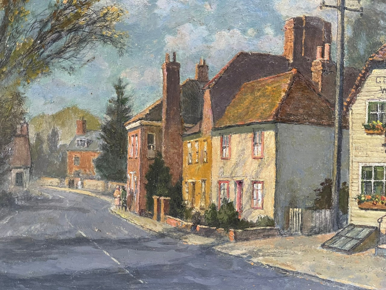 Scena di un pub di campagna inglese olio su tavola di Jack Cross (att. 1898-1939)