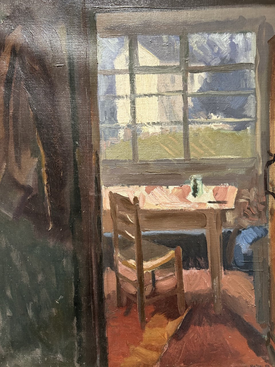 Mid Century Oil on Canvas Room With a View