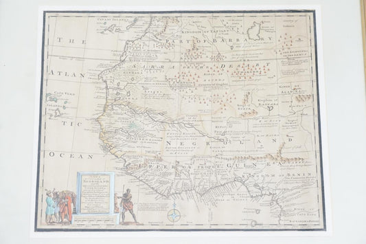 Very Rare 1747 E BOWEN'S MAP OF WEST AFRICA SLAVERY HAND COLOURED