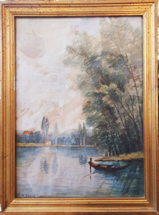 M.E. Bailly “La Marne a Champigny” Watercolour