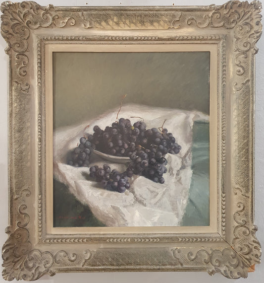 Oscar Eredi , Italian 1901-1953 Still Life Bowl of Grapes, Dated 1942