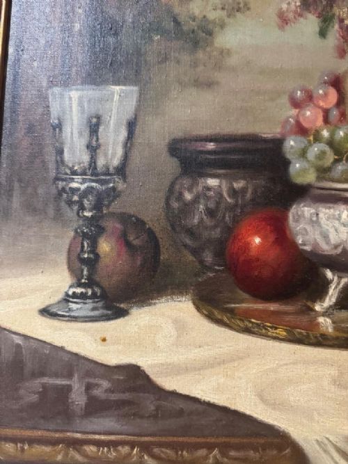 BELA BALOGH (1909-1980) STILL LIFE OIL ON CANVAS C1960 'FRUIT AND FLOWERS'