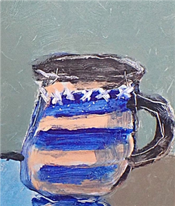 DAVID PEARCE CORNISH (PADSTOW) ARTIST NAIVE ART OIL PAINTING VASE AND JUG 2004