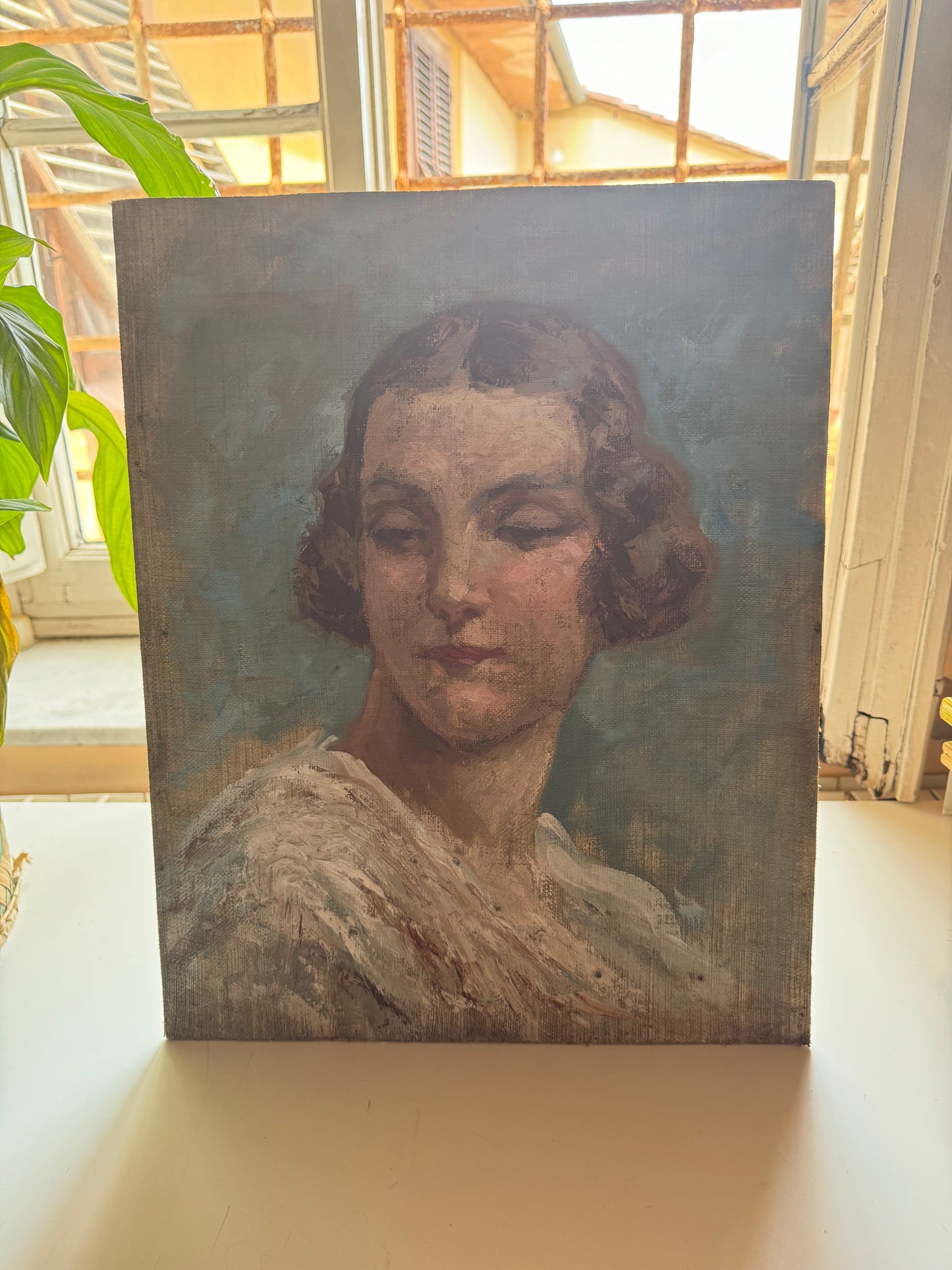 Circa 1930’s Oil  Portrait Sketch of a Beautiful Woman