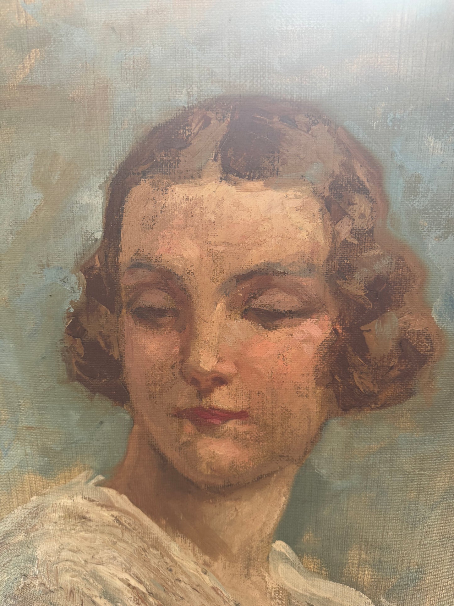 Circa 1930’s Oil  Portrait Sketch of a Beautiful Woman