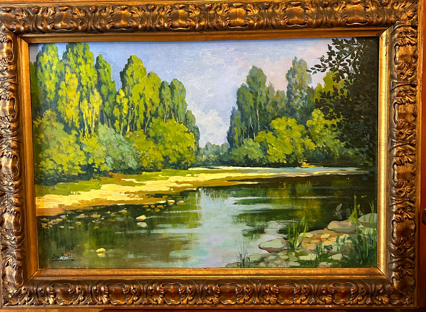 Italian Mid Century Landscape Oil on Board C1970 By Mario Ponti