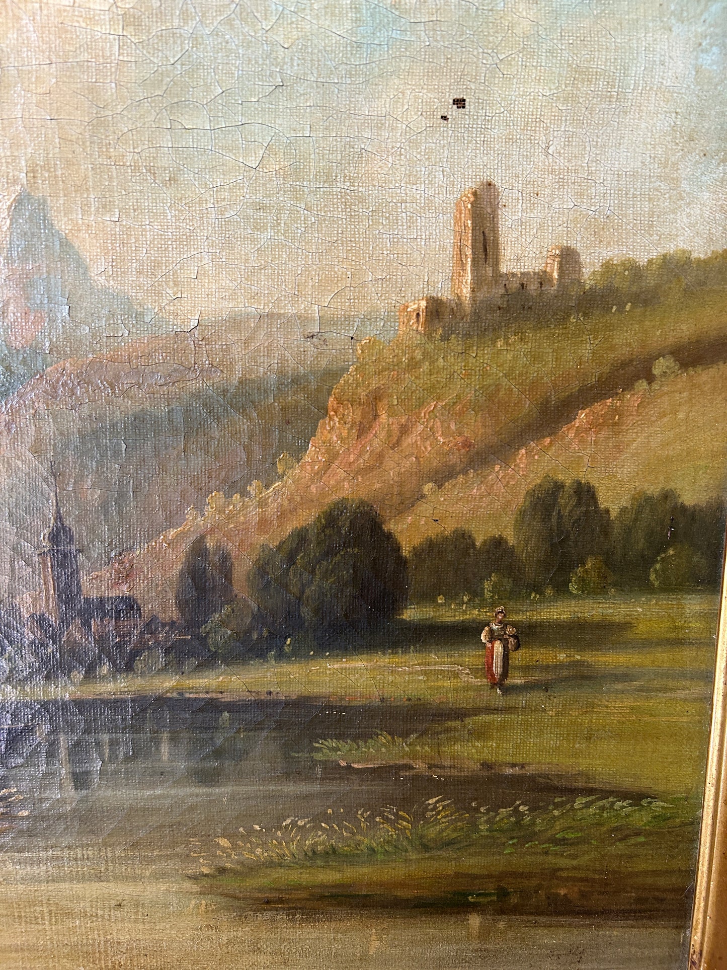 Olio su tela raffigurante una baita nelle Dolomiti, Italia del XIX secolo